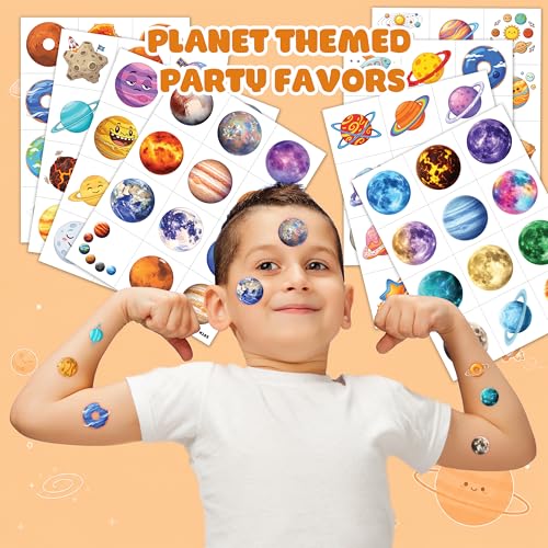 96 Pcs Space Temporary Tattoos for Kids - Planetary Party Favors