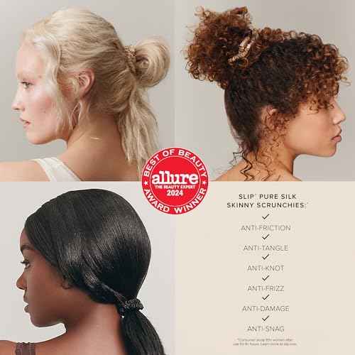 slip Skinny Scrunchies, Black & Leopard |Pure Silk Skinny Scrunchie | 100% Mulberry Silk, Anti-Crease, Gentle on Hair, Reduces Breakage | Stylish & Durable, Amazon Exclusive