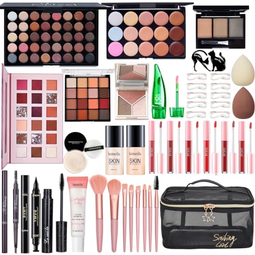 All-in-One Makeup Kit for Women - Complete Cosmetic Set with Brushes & Travel Bag