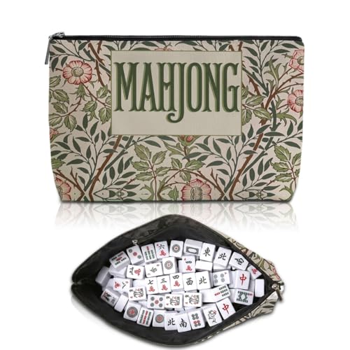 Mahjong Tile Bag - Retro Floral Canvas Case for American Sets