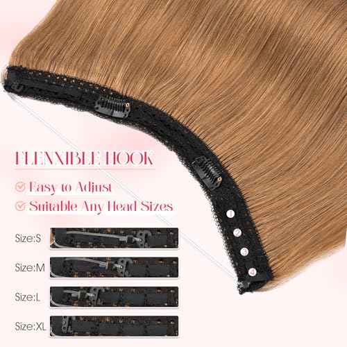 Rich Choices Real Human Halo Hair Extensions for Women Invisible Wire Hair Extensions 100% Human Remy Halo Hair 12 Inch #6 Light Brown