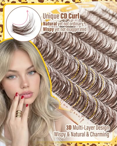 Brown Spider Lash Clusters CD-Curl 8-14MM Invisible Band