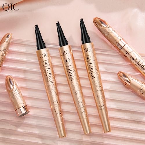 Yulinlon Q706 Eyebrow Pen, 4 Tipped, Precise, Long-lasting, Waterproof Eyebrow Makeup (1#Light Brown)