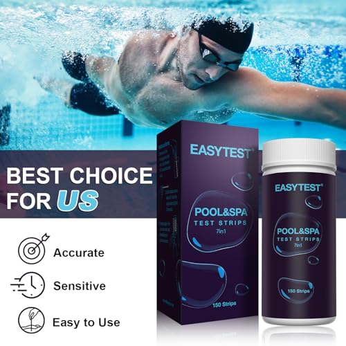 EASYTEST 7-in-1 Pool Test Strips - 150 Water Testing Strips for Hot Tub & Spa