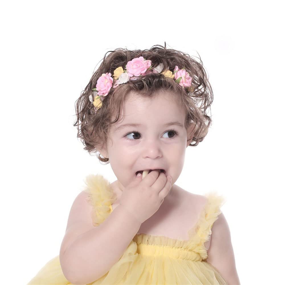 Kewl Fashion Baby Girl's Lovely Colorful Rose Flowers Headband for Birthday Party Travel Holiday Photography Hair Accessories (White)