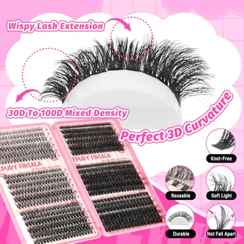 Volume Lash Clusters Kit 708pcs DIY Eyelash Extensions 8-16mm