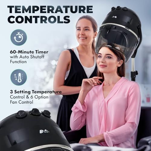 Buy-Rite 880W Adjustable Hooded Salon Hair Dryer with Timer