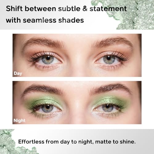 Color Nymph Olive Green Eyeshadow Palette with Matte & Holographic Finishes