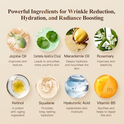 HKH Retinol Serum Capsules for Face: Niacinamide + Hyaluronic Acid 38 Caps - Anti Aging Wrinkle Repair, Day/Night Facial & Neck Firming Plump Skin Care for 30+ Women - Travel-Friendly