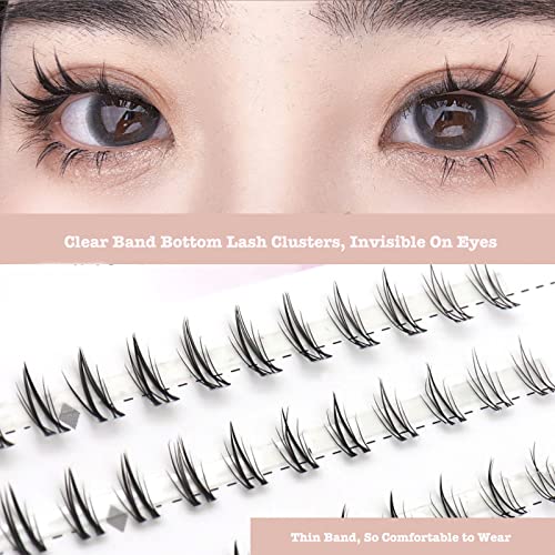 DAODER Bottom Lash Clusters - 90pc DIY Wispy Clear Band Extensions 6mm