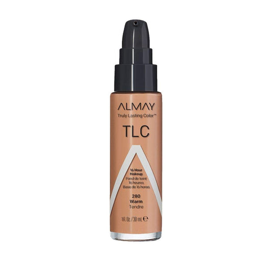 Almay Truly Lasting Color Liquid Makeup, Long Wearing Natural Finish Foundation with Vitamin E and Lemon Extract, Hypoallergenic, Cruelty Free, -Fragrance Free, Dermatologist Tested, 280 Warm, 1 oz