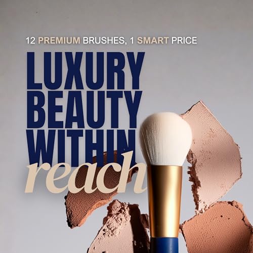 BERRY Blue Premium Makeup Brush Set ? 12-Piece Professional Ultra-Soft Synthetic Brushes for Face & Eyes | Foundation, Powder, Blush, Concealer, Eyeshadow ? Vegan, Cruelty-Free, Numbered, Travel Case