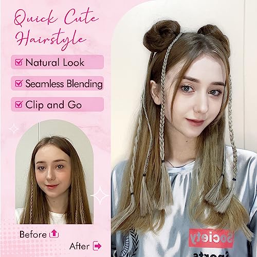 REECHO Space Bun Hair Pieces, 2 PCS Mini Claw Clip in Messy & Cat Ears Fake Hair Bun Extensions HB001 Wig Accessory Updo Hairpieces for Women Girls (Pack of 2-3.5" Wavy, Black Brown)