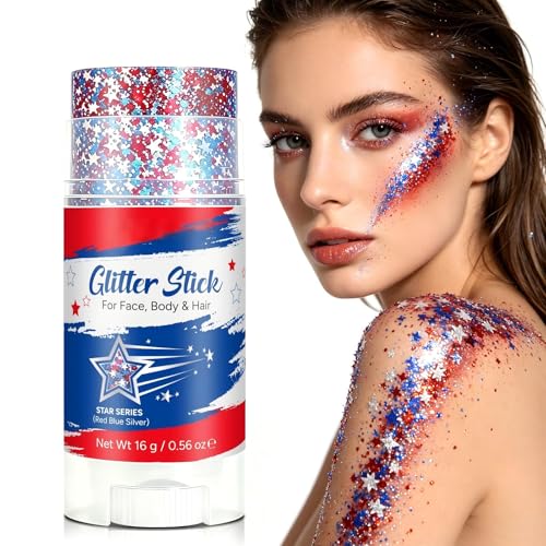 Red White Blue Glitter Stick for Face & Body