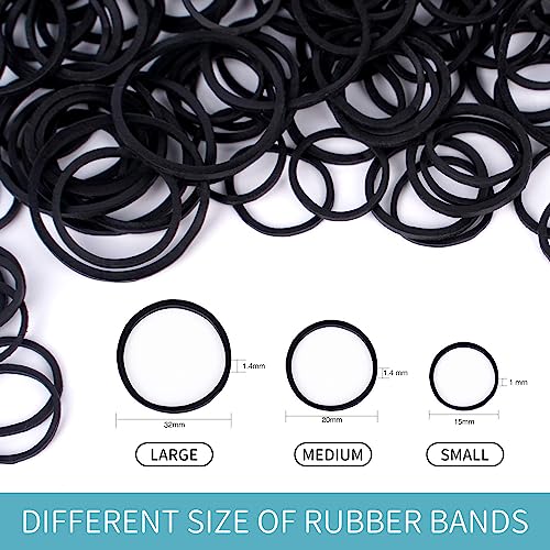 Black Rubber Hair Bands, 600 Pcs Small Hair Ties for Thick Hair