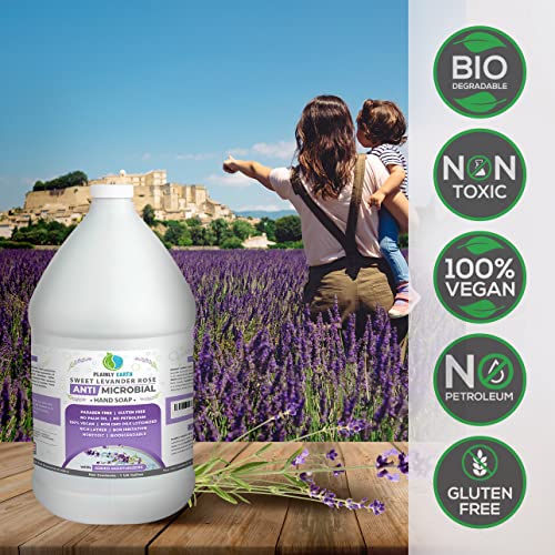 Antimicrobial Liquid Hand Soap (1 US Gallon) - Antibacterial Soap Refill - Hand Soap Refill Bottle - Cruelty Free Moisturizing Soap, Sweet Lavender Rose