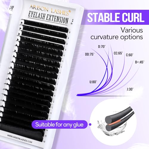 Arison Lashes Cashmere Classic Lash Extensions Soft Lashes 20 Rows Mixed Tray D 8-16mm Curl 0.07 Thick Volume Pesta?as Pelo a Pelo