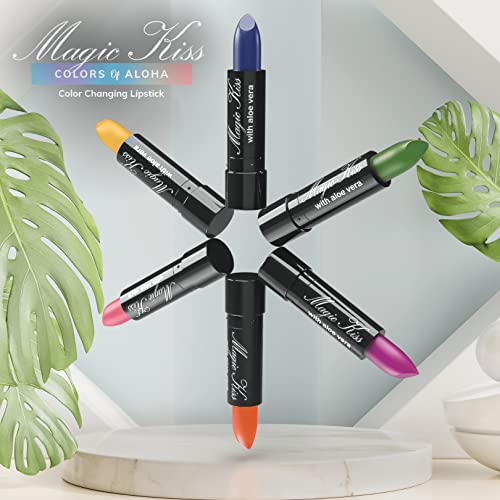 Magic Kiss Color Changing Matte 6 Piece Lipstick Set infused with Aloe Vera Made in USA (Colors of Aloha 1)