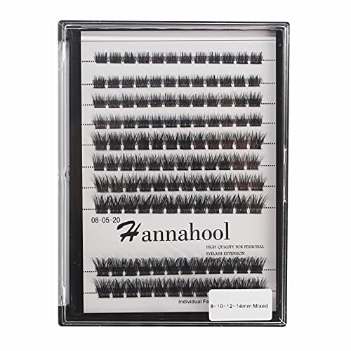 Large Tray D Curl Thickness 0.07mm Mixed 8-10-12-14mm/10-12-14-16mm/12-14-16mm /14-16mm/10-12-14mm Wide Stem Individual Cluster False Eyelashes Volume Eye Lashes Extensions (mixed 8-10-12-14mm)