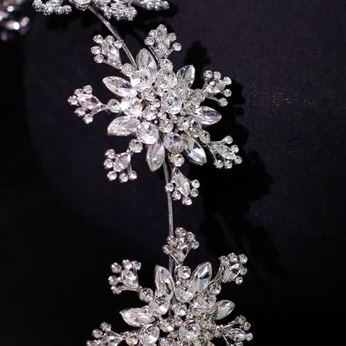 Xerling Silver Crystal Snowflake Christmas Headband Exquisite Snow Hairband Wedding Hair Hoop Accessories Xmas Headpiece Rhinestones Headwear for Women Girl