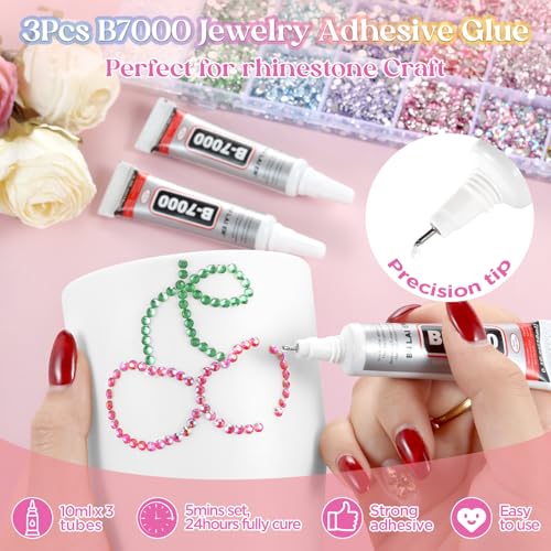 Zefy 43000 Rhinestones Bedazzling Kit, 40 Colors 2/3/4mm with Glue