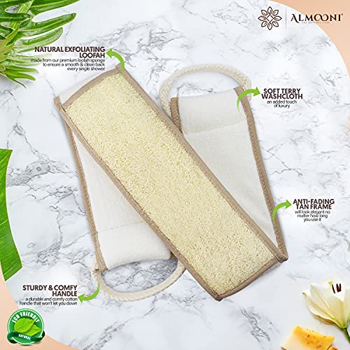 38-inch Natural Loofah Back Scrubber with Cotton Handles