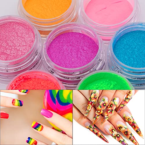 Duufin 36 Colors Nail Pigment Powder Gel Acrylic Nails Art Pigments Colorful Luminous Powder Iridescent Glitter Pearlescent High-Gloss Halo Powder for Nail Art, Body and Crafts