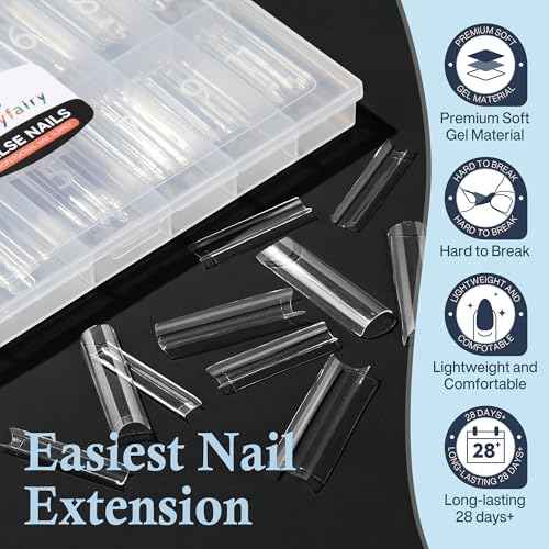 2XL Straight Square Nail Tips, No C Curve Gel Nail Tips Half Cover 240Pcs Extra Long Gel Tips Acrylic False Nail Tips Tapered Square Press On Nails For Nail Salons Home DIY 12 Sizes