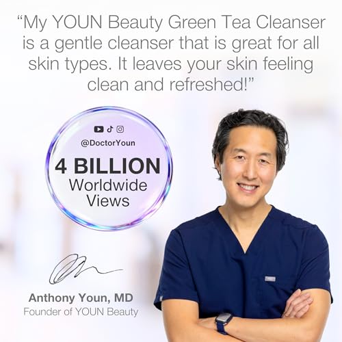YOUN Beauty Green Tea Face Cleanser by Dr. Anthony Youn ? Paraben-Free, Hydrating Facial Cleanser with Aloe Vera, Chamomile & Cucumber Extracts ? Daily Face Wash for All Skin Types