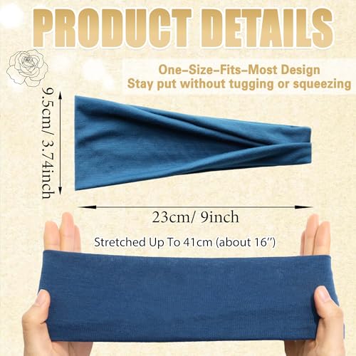 Non-Slip Elastic Headbands for Women - 6 Pack, Soft Cotton