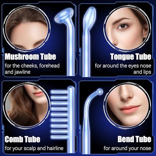 Blue High Frequency Facial Wand with 4 Glass Tubes