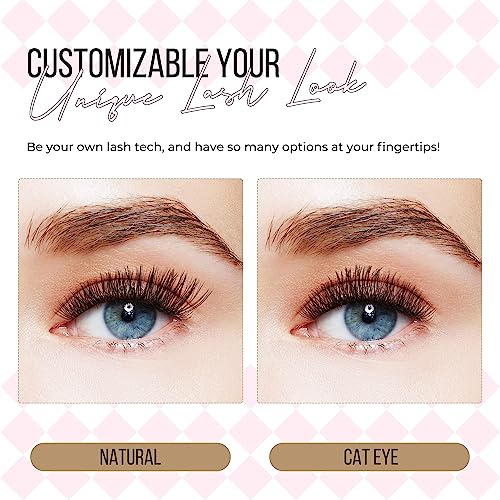 LASHVIEW Lash Extension Clusters with Lash Bond and Seal 280pcs D Curl Lash Clusters Natural Look Cluster Lashes Extensions and Bond and Seal Glue Waterproof, Latex Free Reusable 9-16mm MIX (30+40D)