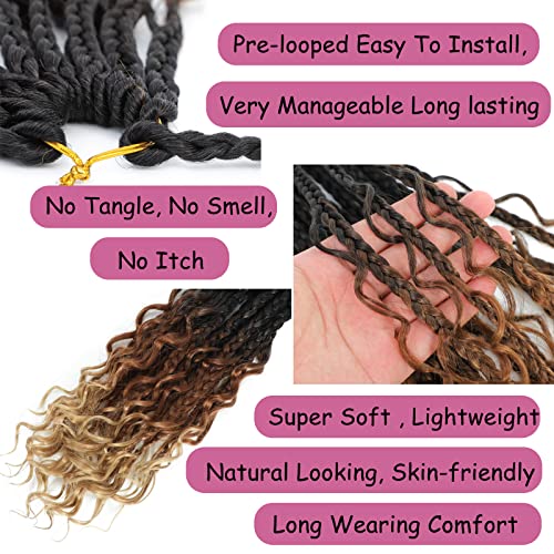 8 Packs Crochet Box Braids- Boho Box Braids Crochet Braids Hair Bohomian Box Braid Crochet Hair Synthetic Braiding Hair 14 Inch Goddess Box Braids Crochet Hair for black women (14(8Packs), 1B/30/27)