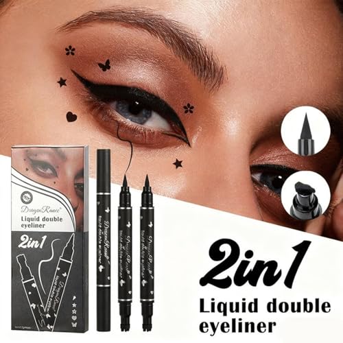 5-Piece Black Liquid Eyeliner Set with Stamp Tips