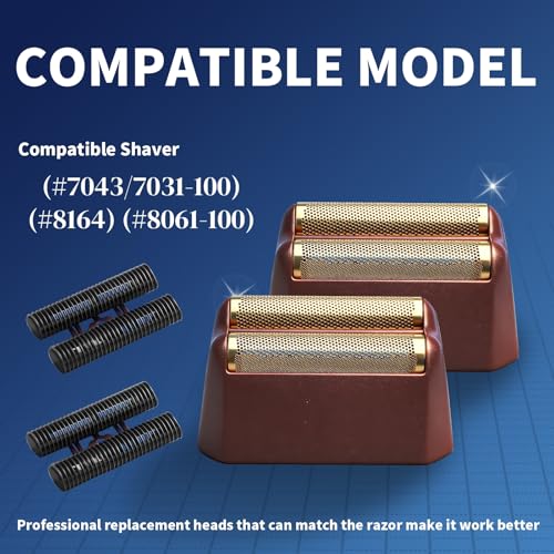 2 Pack Professional 5 Star Series Finale Shaver Replacement Foil and Cutter Bar Assembly Compatible with wahl Shaver Foil 7031-100, 7043-100 Super Close Shaving Replacement Heads£¬Red
