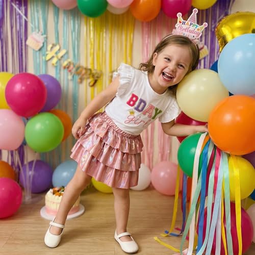 Toddler Girl Birthday Outfit with Embroidered Shirt & Ruffle Skirt