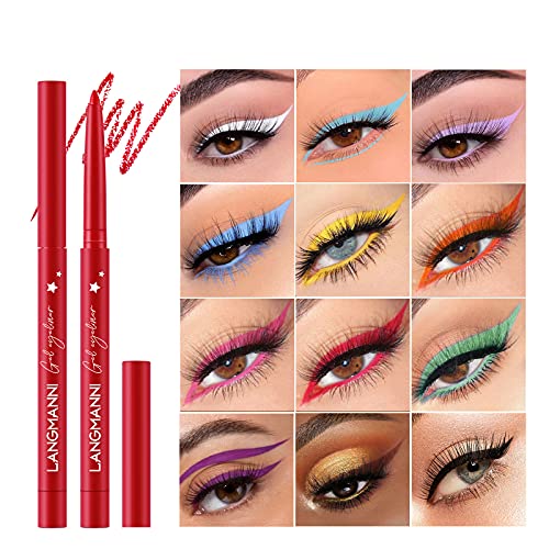 12 Colors Waterproof Gel Eyeliner Pencil Set - Long-Lasting Matte