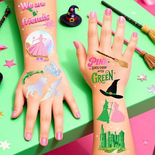 84Pcs Witch Temporary Tattoos - Birthday Witch Accessory, Wizard party decorations in Iridescent Foil Style, Fake Tattoo Stickers for Kids, Movie Themed Party Favors, Gifts for Boys Girls
