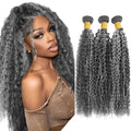 Fridnae P1Bgrey Curly Wave Human Hair Bundle - 28 30 32 Inch