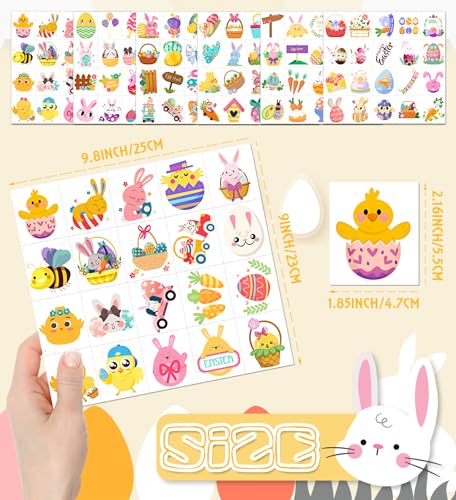 Easter Temporary Tattoos - 120 Pieces Bunny & Egg Designs