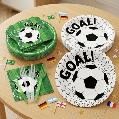 Soccer Party Supplies Set for 25 Guests | Plates & Napkins