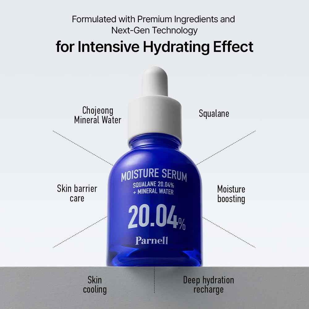 Parnell Squalane 20.04% Serum, Deep Hydrating Face Moisturizer, Mineral Water Barrier Serum for Dry & Sensitive Skin (1.01 fl.oz)