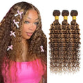 Highlight Bundles P427 Human Hair Deep Wave Ombre Brown 18-22 Inch - #4/27DP