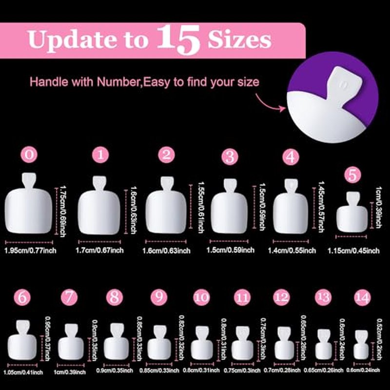 Teenitor White Press On Toenails - 240pcs 15 Sizes