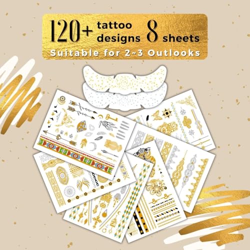 Gold Temporary Tattoos for Women - 120+ Designs