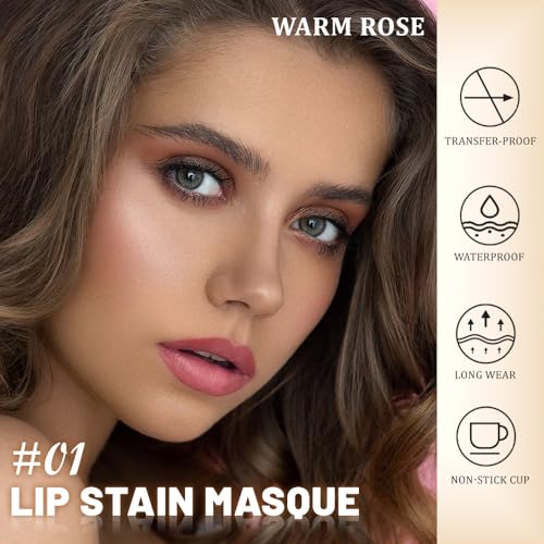 Warm Rose Peel-Off Lip Stain with Tweezer - 24Hr Waterproof