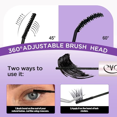 GAQQI Waterproof Lash Cluster Glue & Seal, Long-Lasting Black Eyelash Adhesive - 2PCS