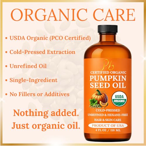 Organic Pumpkin Seed Oil for Hair & Face, 4 Fl Oz