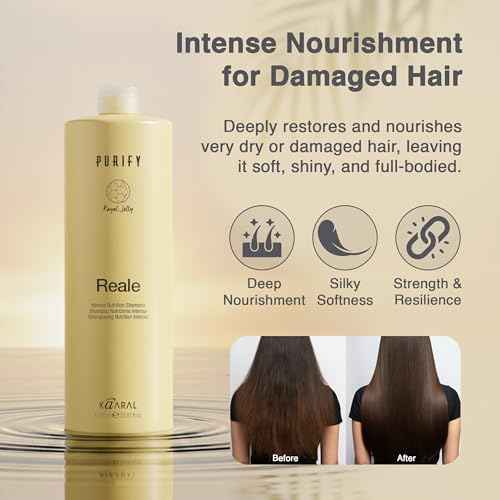 Kaaral Purify Reale Intense Nutrition Shampoo ? Moisturizing Formula for Dry, Damaged Hair ? Supports Natural Growth, Scalp Care, and Softness ? With Royal Jelly, Limnanthes Oil, Olive Oil ? 1000 ml