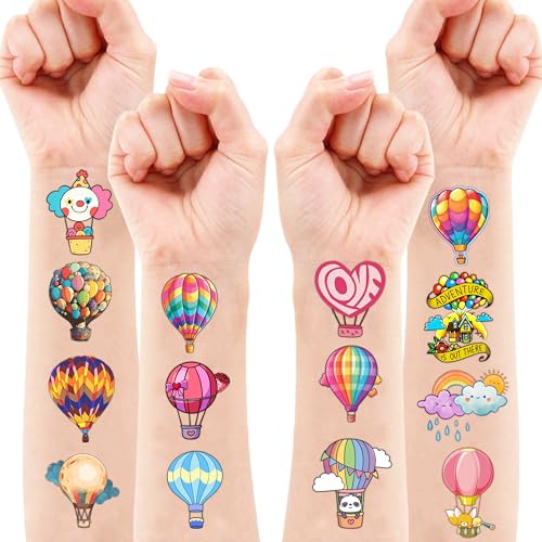 96PCS Hot Air Balloon Temporary Tattoos for Kids